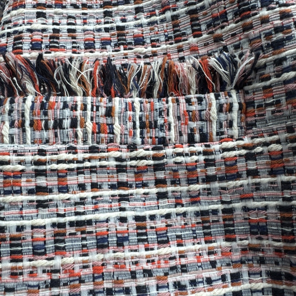 Tuckernuck Tweed Jacket Women's Large Multi Ellsworth Fringe Trim Front‎ Pockets - Picture 7 of 14